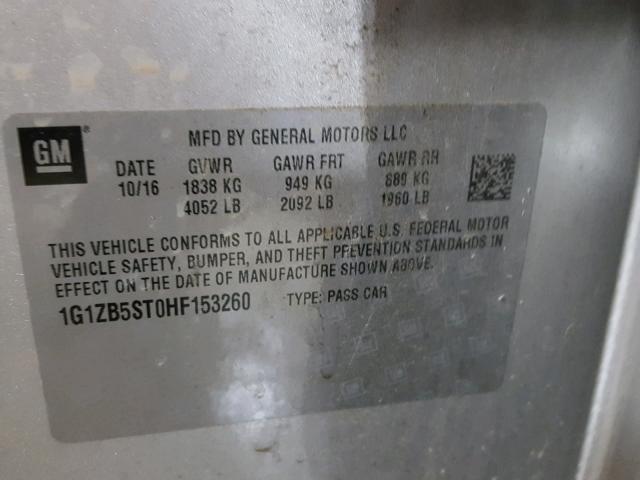 1G1ZB5ST0HF153260 - 2017 CHEVROLET MALIBU LS 银色 照片 10