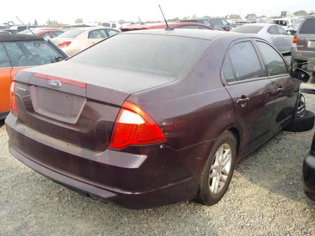 3FAHP0GA4CR345832 - 2012 FORD FUSION S BURGUNDY photo 4