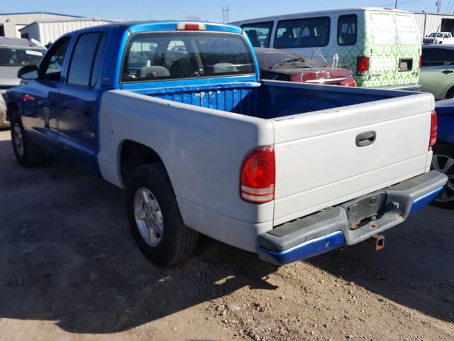 1B7GL2AX81S118705 - 2001 DODGE DAKOTA QUA BLUE photo 3