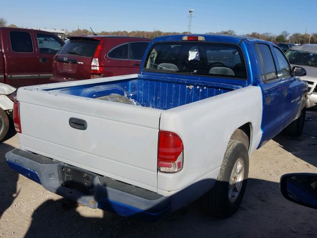 1B7GL2AX81S118705 - 2001 DODGE DAKOTA QUA BLUE photo 4