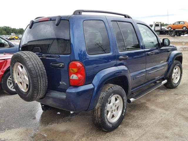 1J8GK58K62W205164 - 2002 JEEP LIBERTY LI BLUE photo 4