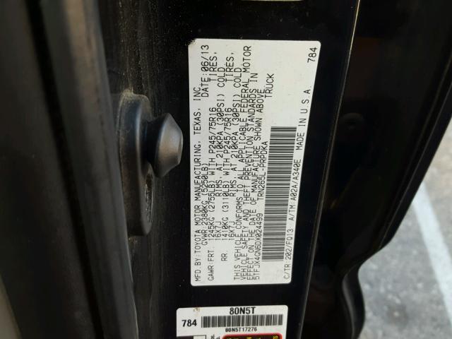 5TFJX4GN6DX024499 - 2013 TOYOTA TACOMA DOU შავი ფოტო 10