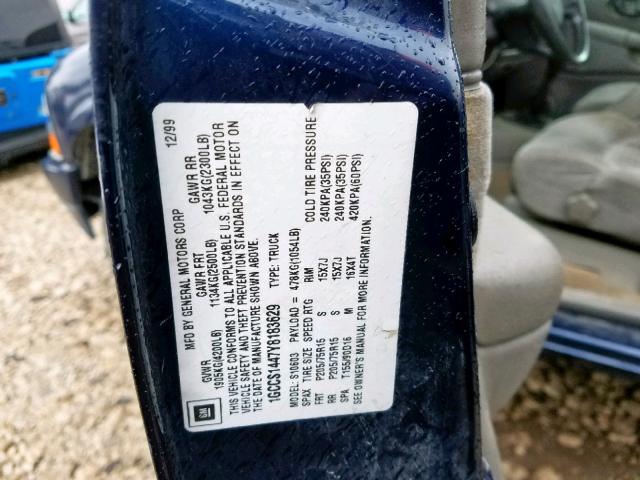 1GCCS1447Y8183629 - 2000 CHEVROLET S TRUCK S1 BLUE photo 10