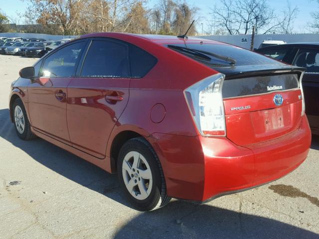 JTDKN3DU2A0122921 - 2010 TOYOTA PRIUS RED photo 3