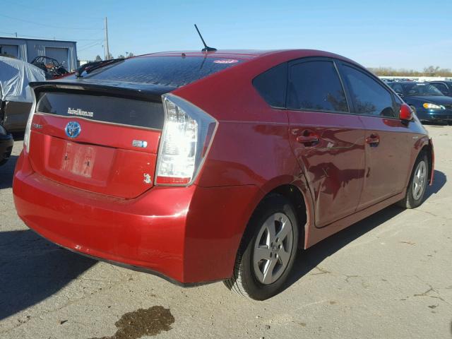 JTDKN3DU2A0122921 - 2010 TOYOTA PRIUS RED photo 4