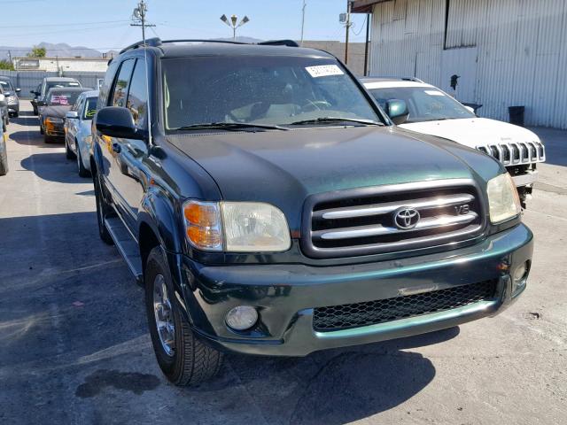 5TDZT38A22S069981 - 2002 TOYOTA SEQUOIA LI GREEN photo 1