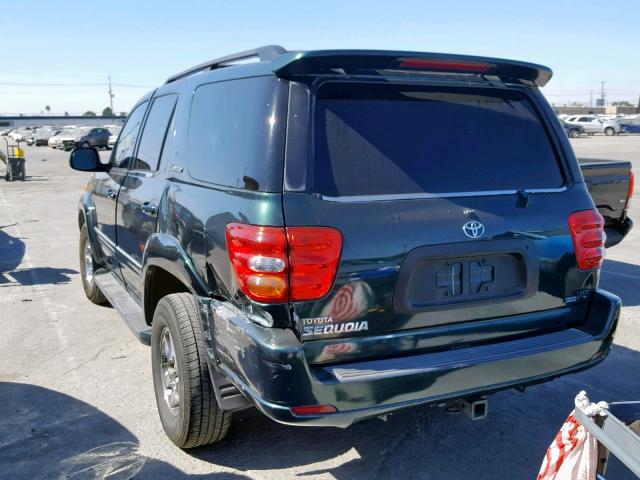 5TDZT38A22S069981 - 2002 TOYOTA SEQUOIA LI GREEN photo 3