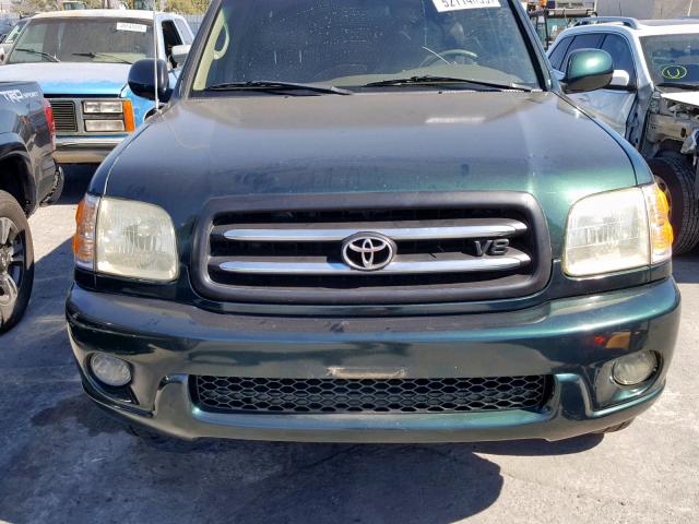 5TDZT38A22S069981 - 2002 TOYOTA SEQUOIA LI GREEN photo 9