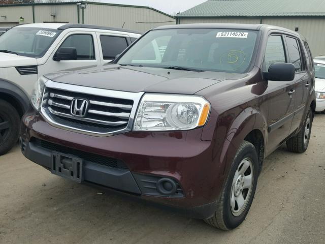 5FNYF4H25EB016511 - 2014 HONDA PILOT LX MAROON photo 2