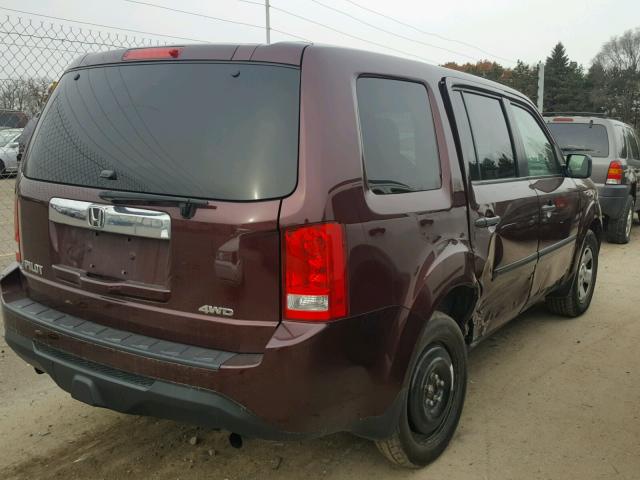 5FNYF4H25EB016511 - 2014 HONDA PILOT LX MAROON photo 4