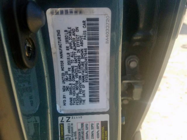 5Y2SL658X6Z457646 - 2006 PONTIAC VIBE TURQUOISE photo 10