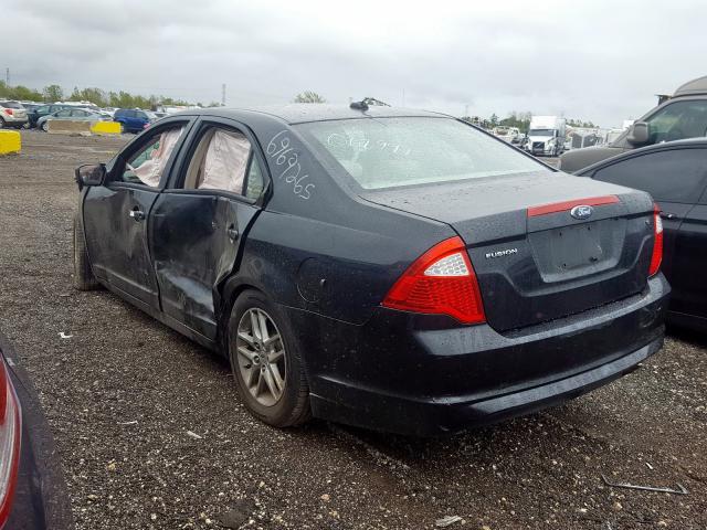 3FAHP0GA3AR227686 - 2010 FORD FUSION S BLACK photo 3