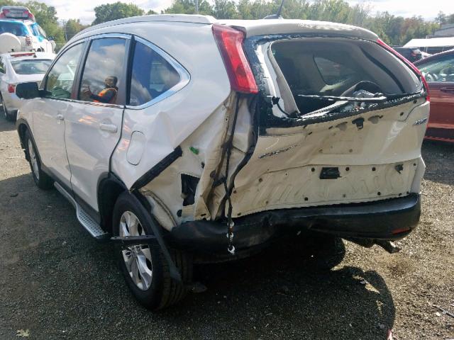 5J6RM4H77CL030582 - 2012 HONDA CR-V EXL WHITE photo 9