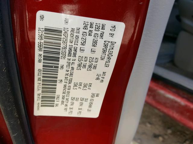 1D4GP25B77B153721 - 2007 DODGE CARAVAN SE RED photo 10