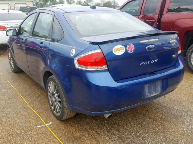 1FAHP36N49W111475 - 2009 FORD FOCUS SES BLUE photo 3