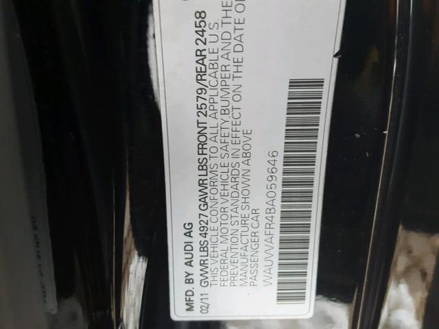 WAUVVAFR4BA059646 - 2011 AUDI S5 PRESTIG BLACK photo 10