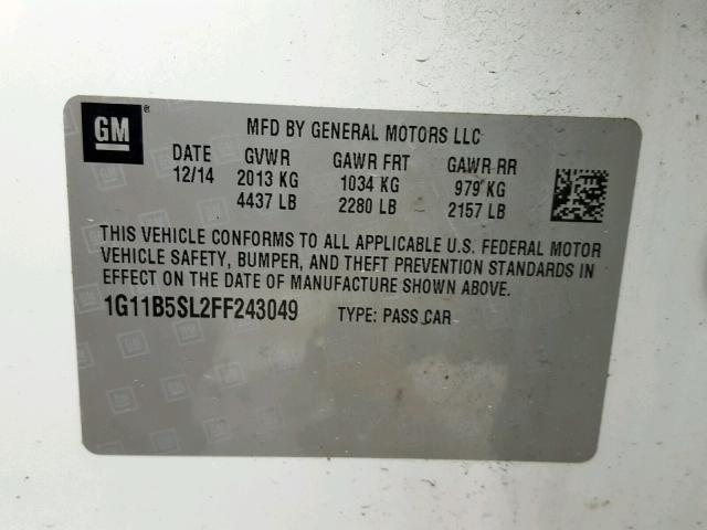 1G11B5SL2FF243049 - 2015 CHEVROLET MALIBU LS Ақ фото 10