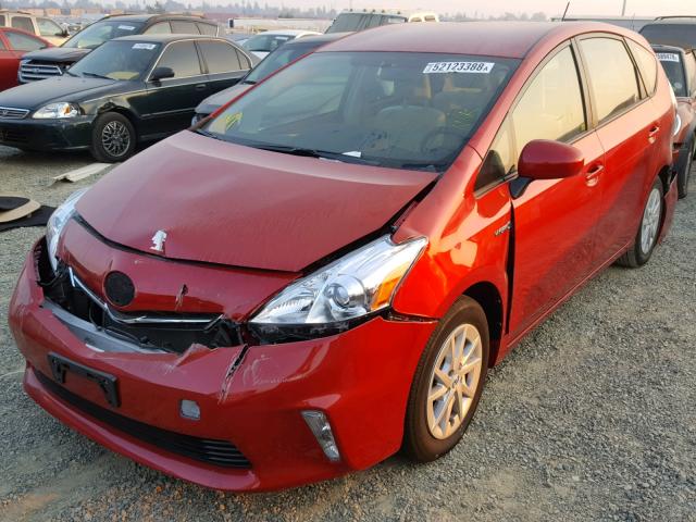 JTDZN3EU4EJ013292 - 2014 TOYOTA PRIUS V RED photo 2