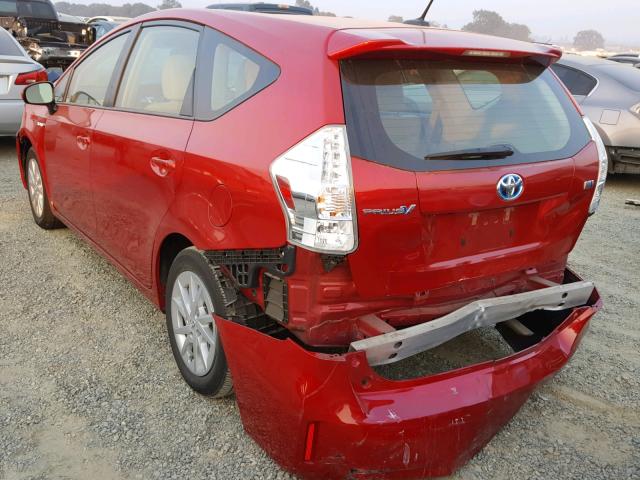 JTDZN3EU4EJ013292 - 2014 TOYOTA PRIUS V RED photo 3