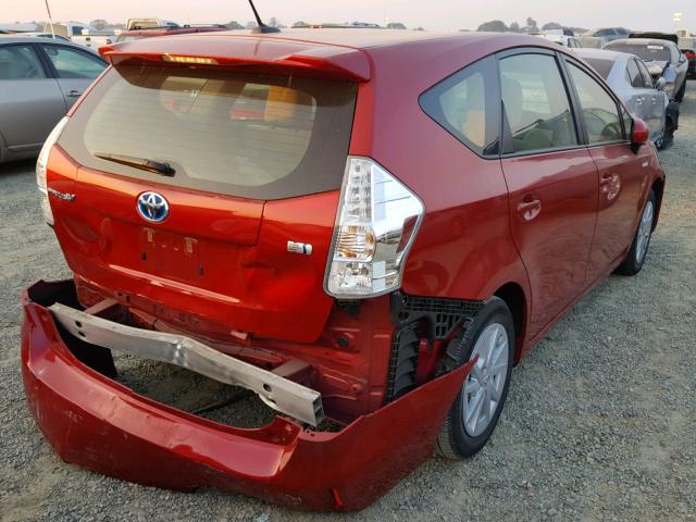 JTDZN3EU4EJ013292 - 2014 TOYOTA PRIUS V RED photo 4