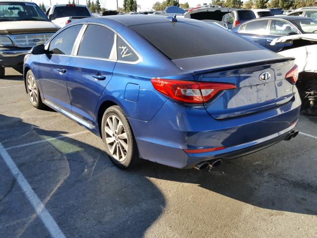 5NPE34AF4GH340630 - 2016 HYUNDAI SONATA SPO BLUE photo 3