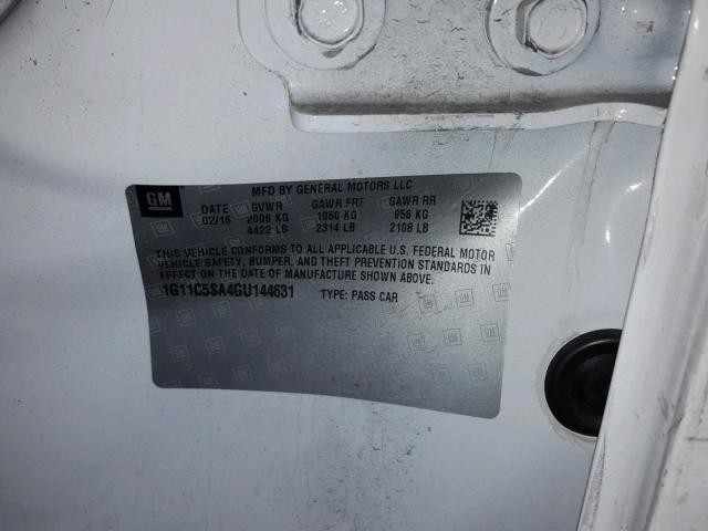 1G11C5SA4GU144631 - 2016 CHEVROLET MALIBU LIM 白色 照片 10