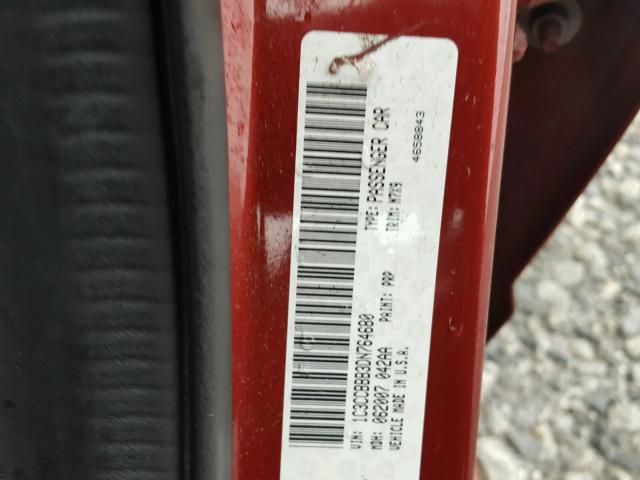 1C3CCBBB3DN764680 - 2013 CHRYSLER 200 TOURIN RED photo 10