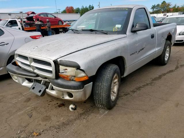 1B7FL26X31S114758 - 2001 DODGE DAKOTA SILVER photo 2