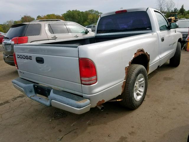 1B7FL26X31S114758 - 2001 DODGE DAKOTA SILVER photo 4