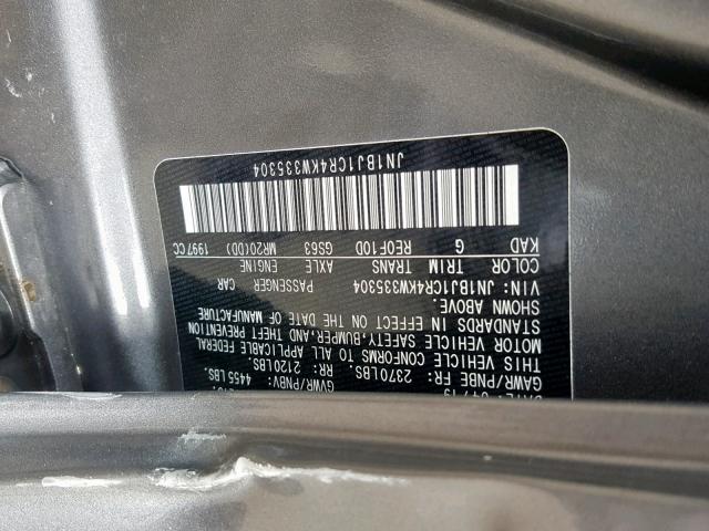 JN1BJ1CR4KW335304 - 2019 NISSAN ROGUE SPOR SILVER photo 10