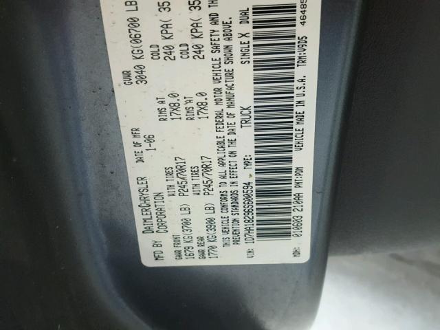 1D7HA18296S600594 - 2006 DODGE RAM 1500 S GRAY photo 10