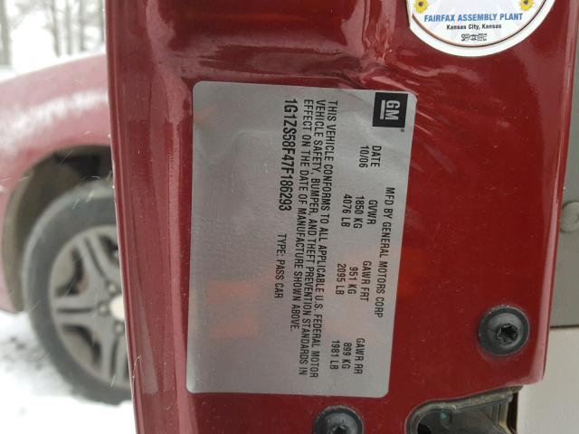 1G1ZS58F47F186293 - 2007 CHEVROLET MALIBU LS 栗色 照片 10