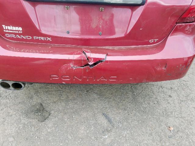 2G2WS522751278930 - 2005 PONTIAC GRAND PRIX RED photo 9