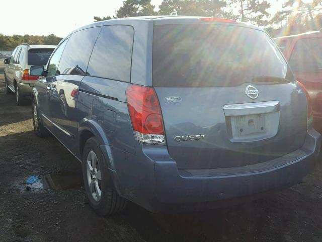 5N1BV28U08N118119 - 2008 NISSAN QUEST S BLUE photo 3