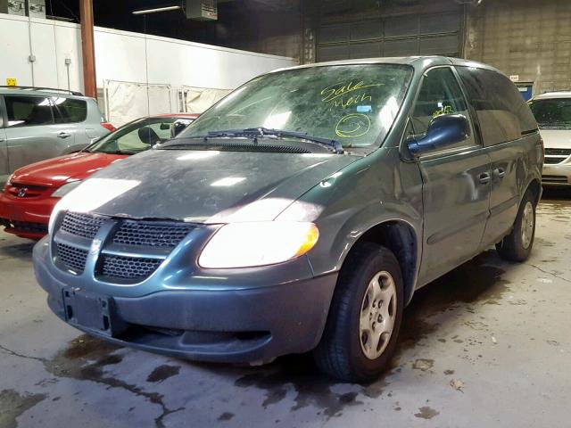 1B4GP25372B733997 - 2002 DODGE CARAVAN SE GREEN photo 2