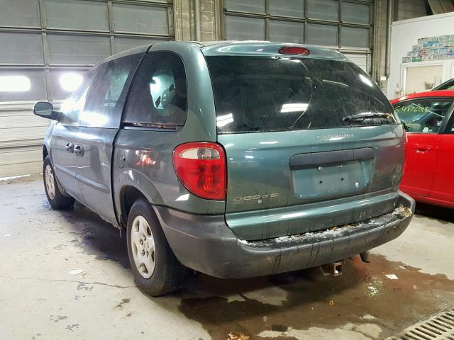 1B4GP25372B733997 - 2002 DODGE CARAVAN SE GREEN photo 3