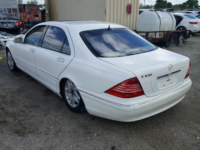 WDBNG70J23A377008 - 2003 MERCEDES-BENZ S 430 WHITE photo 3