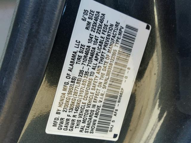 5FNRL38835B122595 - 2005 HONDA ODYSSEY TO GREEN photo 10