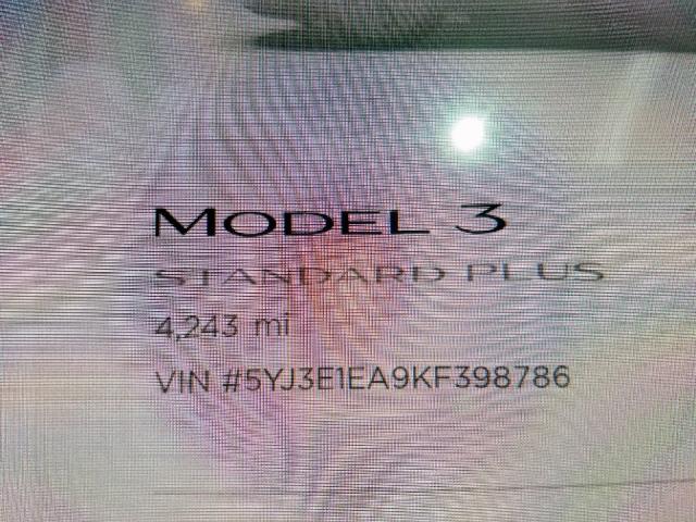 5YJ3E1EA9KF398786 - 2019 TESLA MODEL 3 BLACK photo 8