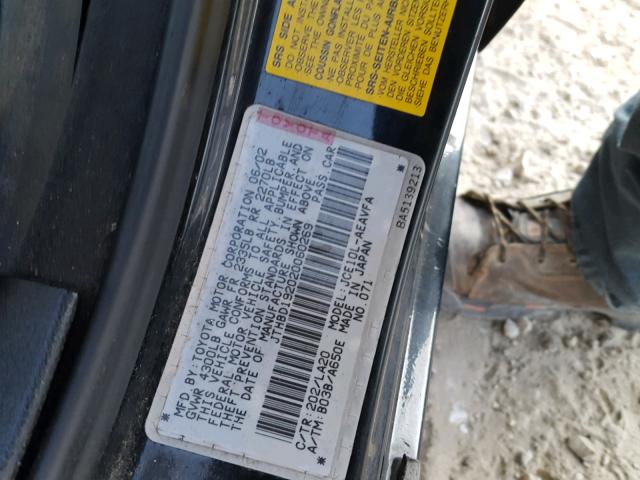 JTHBD192020060269 - 2002 LEXUS IS 300 BLACK photo 10