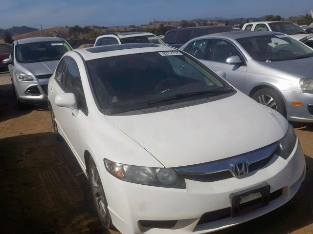 1HGFA16809L012222 - 2009 HONDA CIVIC EX WHITE photo 1