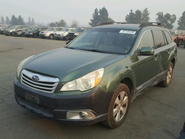 4S4BRDKC6B2354959 - 2011 SUBARU OUTBACK 3. GREEN photo 2