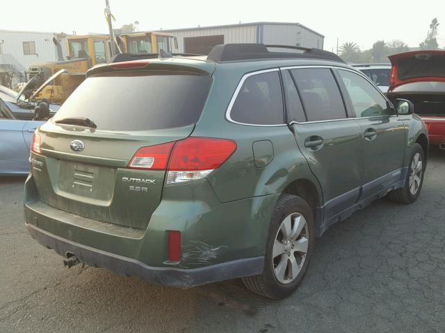 4S4BRDKC6B2354959 - 2011 SUBARU OUTBACK 3. GREEN photo 4