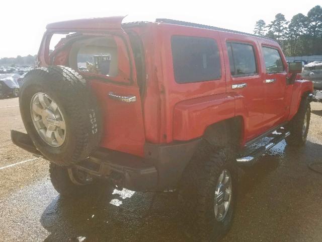 5GTDN13E778219025 - 2007 HUMMER H3 RED photo 4