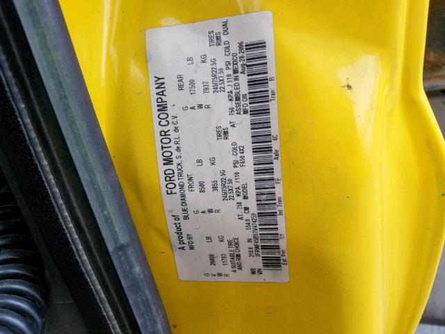 3FRWF65B57V474259 - 2007 FORD F650 SUPER YELLOW photo 10