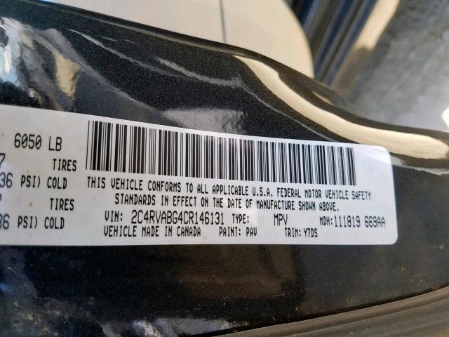 2C4RVABG4CR146131 - 2012 VOLKSWAGEN ROUTAN SE GRAY photo 10