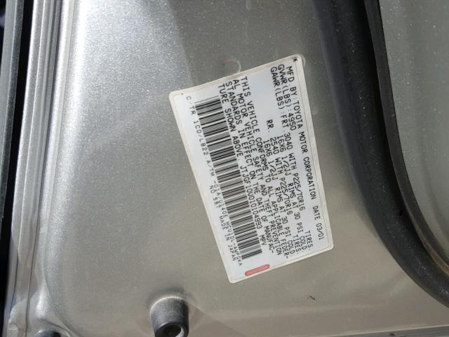 JTJGF10U010104993 - 2001 LEXUS RX 300 SILVER photo 10