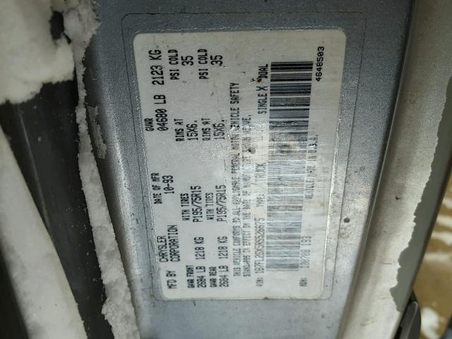 1B7FL26X5RS526675 - 1994 DODGE DAKOTA GRAY photo 10