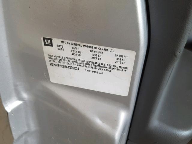 2G2WP522641299204 - 2004 PONTIAC GRAND PRIX GRAY photo 10