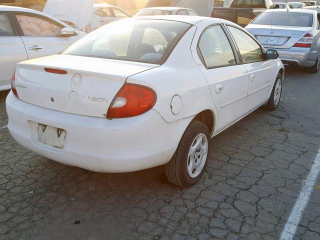 1B3ES46C71D289771 - 2001 DODGE NEON SE WHITE photo 4